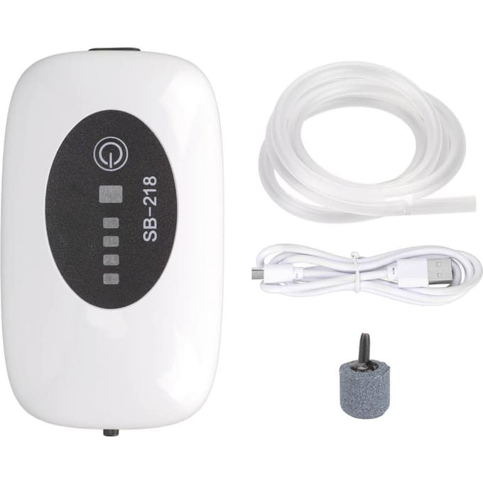 Vis Aquarium Luchtpomp Draagbaar Stofdicht USB-Poort Stille Aquarium Oplaadbare Luchtpomp met Dubbele Modus black