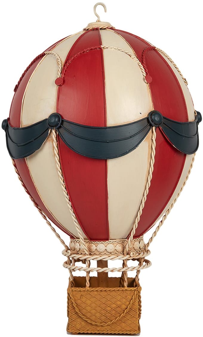 Clayre & Eef Decoratie Beeld Luchtballon Ø 26x42 cm Rood Beige Metaal