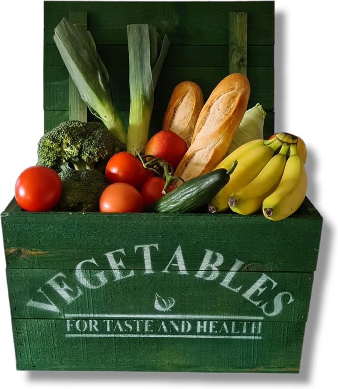 Kist- Groen- opdruk 'VEGETABLES'- 45x30x30cm-1 stuk
