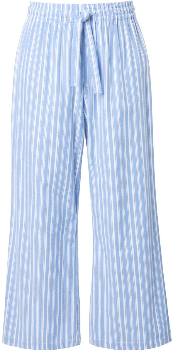 Studio Untold - Dames - Pyjamabroek wijde rechte pijpen strepen - Jeansblauw - Maat 48