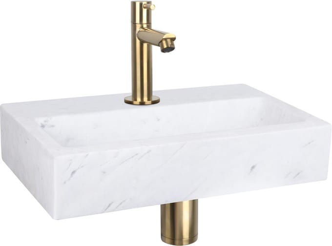 Differnz Flat Fonteinset - Marmer - Kraan recht mat goud - 38 x 24 x 8 cm