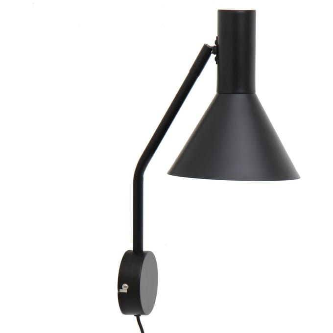 FRANDSEN wandlamp Lyss, zwart, stekker, 42 cm hoog, E27