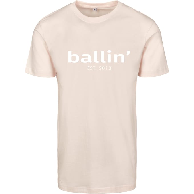 Heren Tee SS met Ballin Est. 2013 Regular Fit Shirt Print - Roze - Maat 3XL