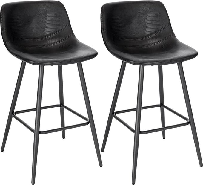 Barkrukken - Zwart - Kunstleer - Ergonomisch - Zithoogte 63cm - Set van 2
