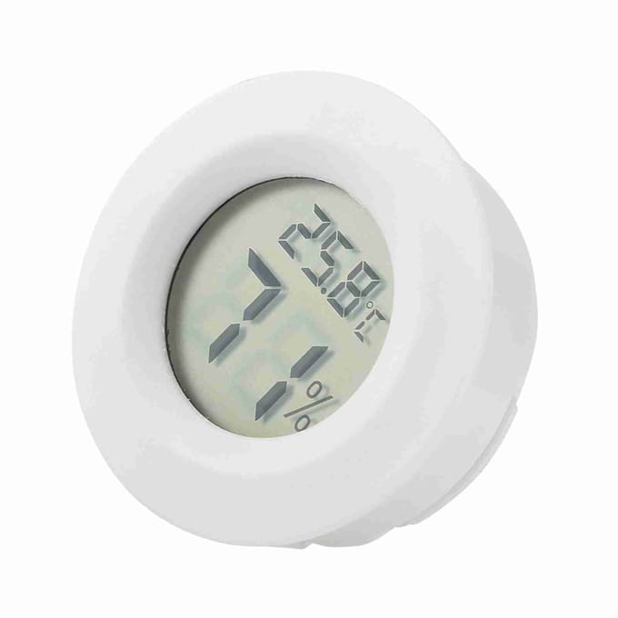 Mini thermomètre hygromètre numérique LCD de forme ronde pour reptiles blanc