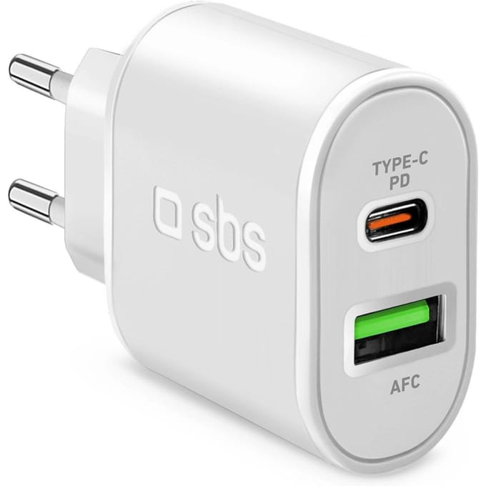 Chargeur secteur SBS TETRPD20W 20W USB-A USB-C avec Power Delivery - blanc