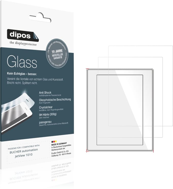 dipos – 2x Pantserfolie geschikt voor BUCHER automation JetView 1010 | 9H Screenprotector