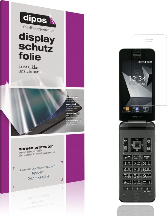 dipos – 4x Beschermfolie geschikt voor Kyocera Digno Keitai 4 | Krasbestendige & heldere Screenprotector Ultra-Thin