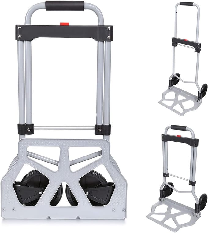 Inklapbare Steekwagen Aluminium met Telescoopsteel en 110 kg Draagvermogen