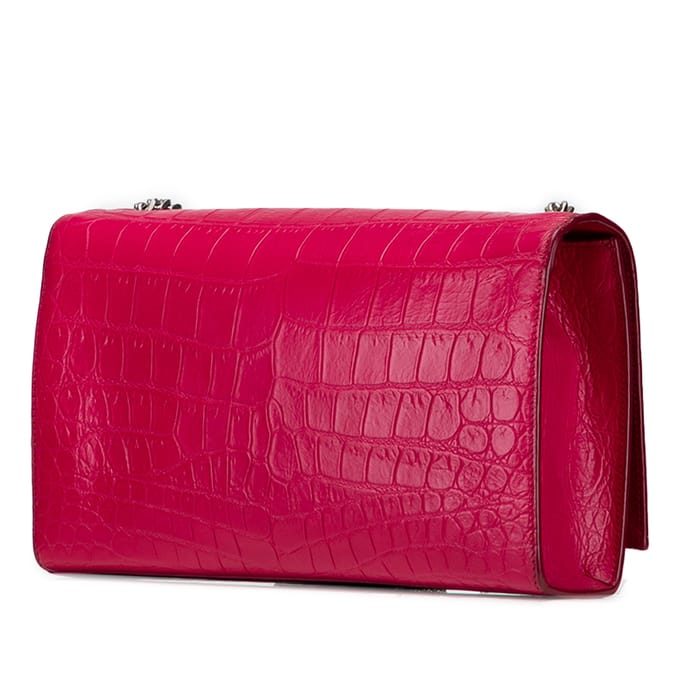 Tweedehands Middelgrote Croco Geëmbossede Leren Kate Tassel Crossbody