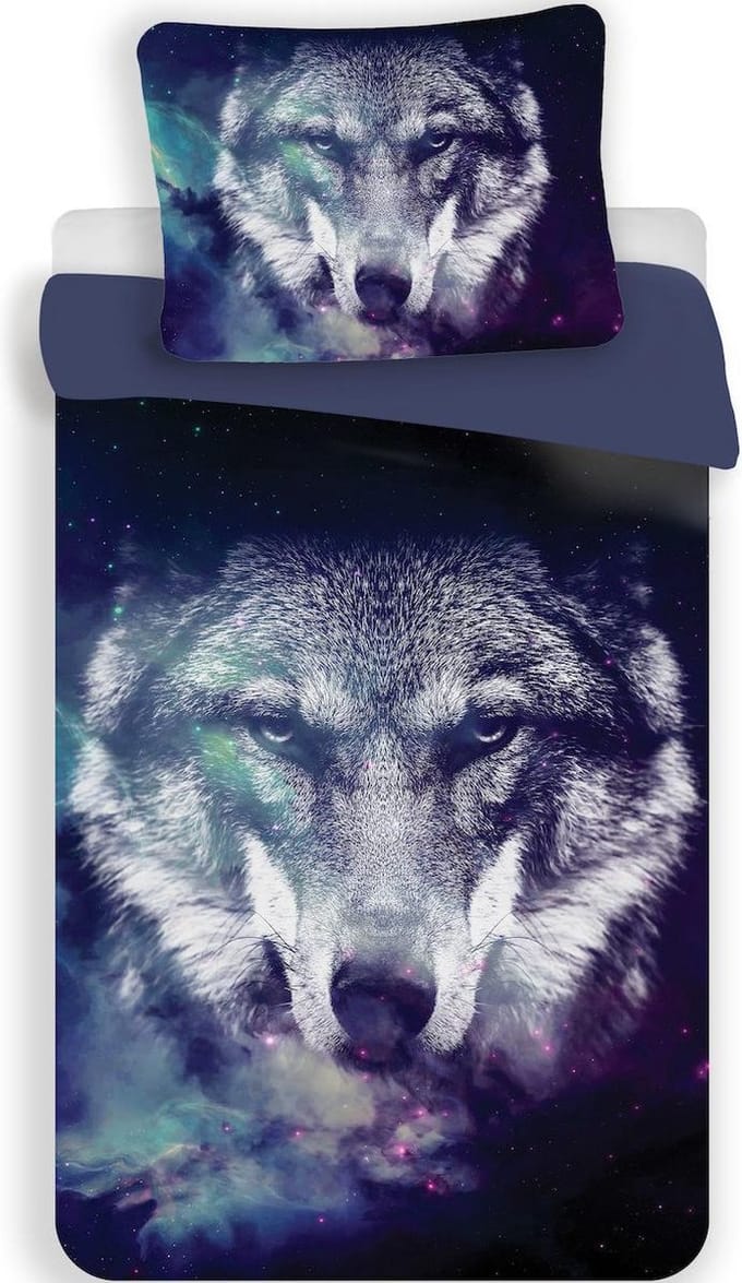 Wolf dekbedovertrek 140 x 200 cm - 70 x 90 cm - polyester