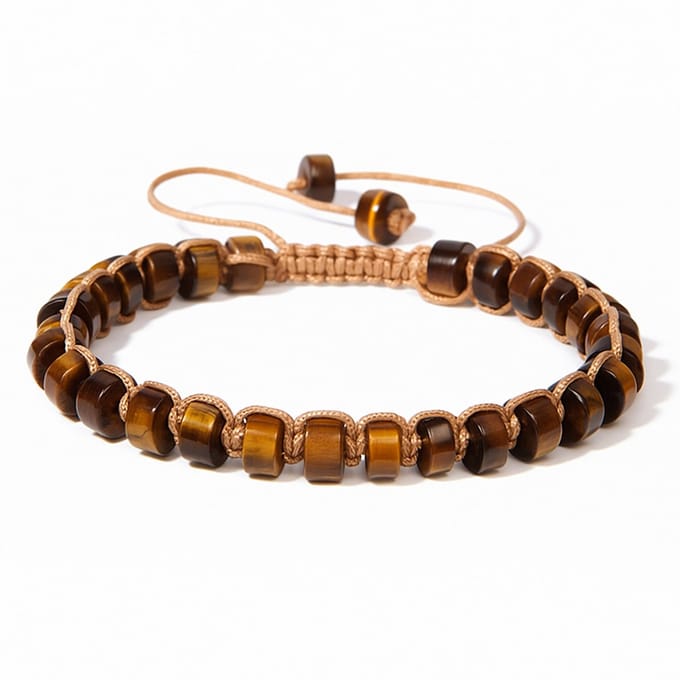 Marama - Heren armband Tijgeroog - Verstelbaar 19-24 cm - Stoer design
