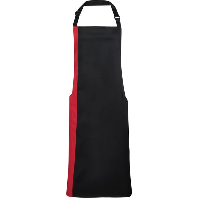 Premier Contrast Bib Apron PR162 - BLACK / RED - One size