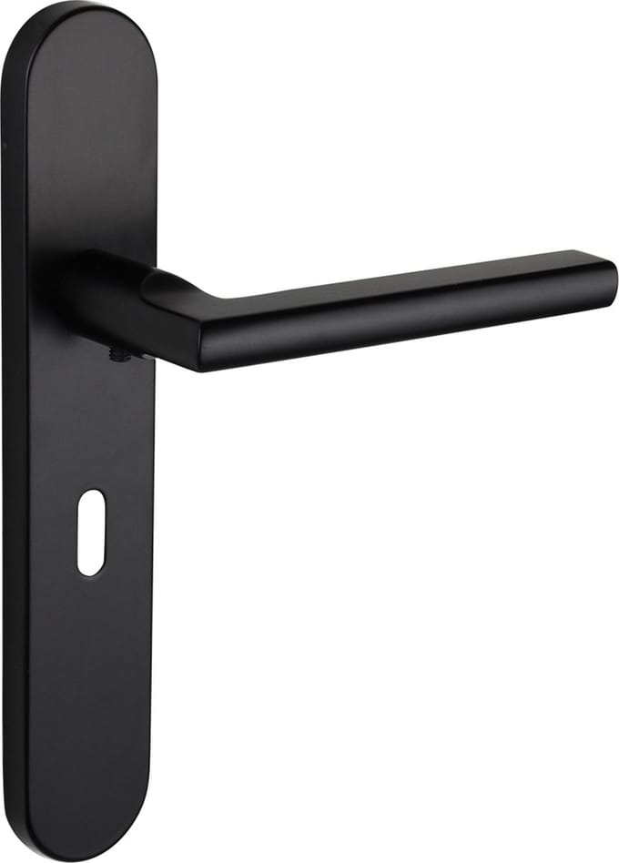 Lavuzo deurkruk Teramo Zwart met afgerond schild SL56 | Per set | Deurklink met schild