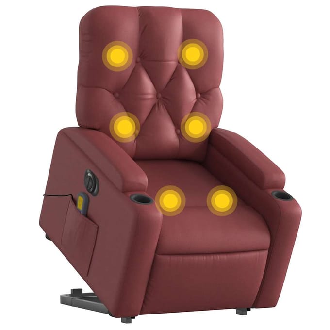 vidaXL - Sta-op-massagestoel - elektrisch - kunstleer - wijnrood