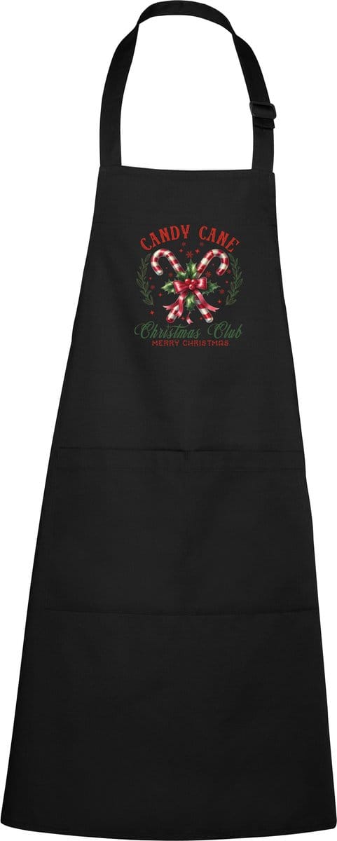 Zwart schort met Full Color Candy Cane Christmas Club