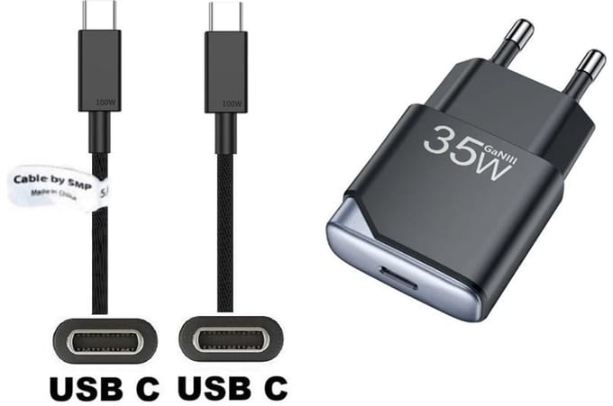 OneOne 35W snellader + 0,5m sterke USB C naar C kabel. GAN lader. PD PPS oplader adapter past op Kobo (Rakuten) eReader Elipsa, Elipsa 2E, Sage, Libra 2, Libra Colour, Clara 2E, Clara Colour, Clara BW - Kindle (Amazon) Scribe