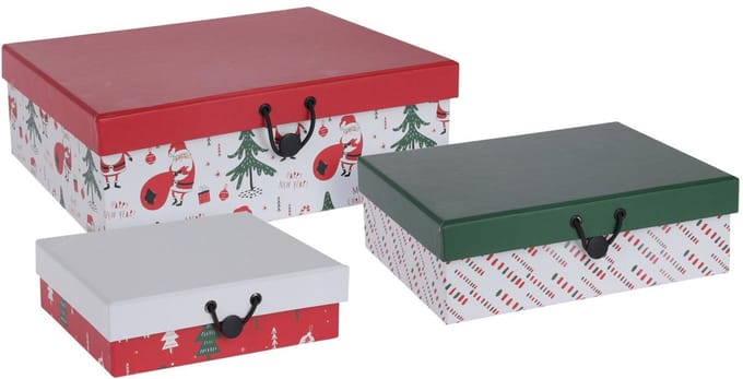 Geschenkdozenset kerst cadeauverpakking karton set van 3 multicolor.