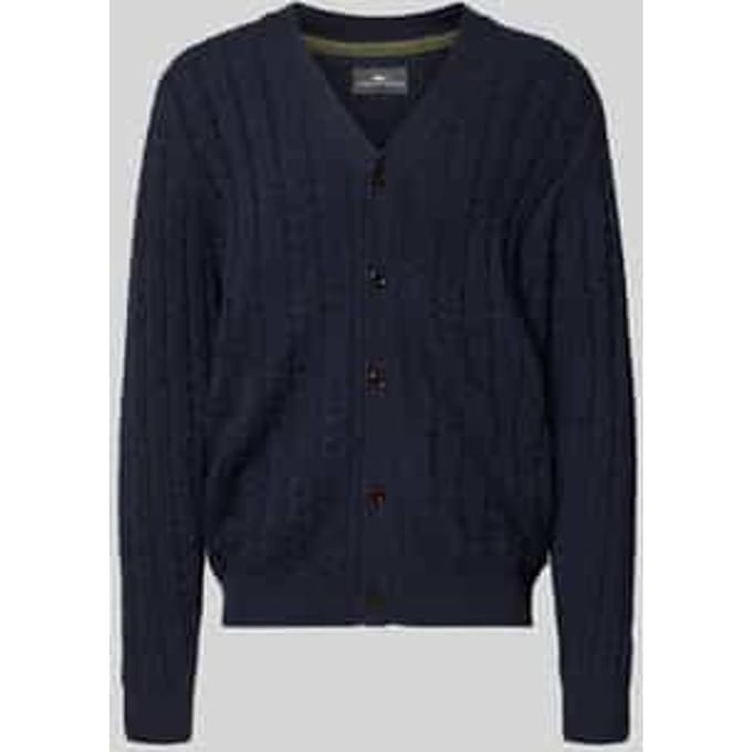 Fynch-Hatton Vest Buttoned Cardigan Soft Cable Knit Navy / male