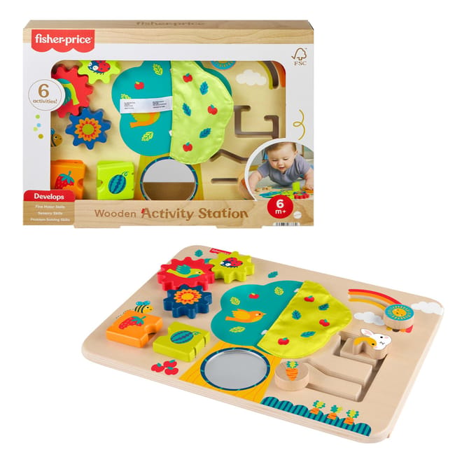 Mattel houten activiteitenspeelgoed Fisher-Price voor peuters.