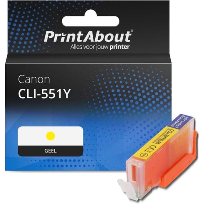 PrintAbout huismerk Inktcartridge CLI-551Y Geel Geschikt voor Canon