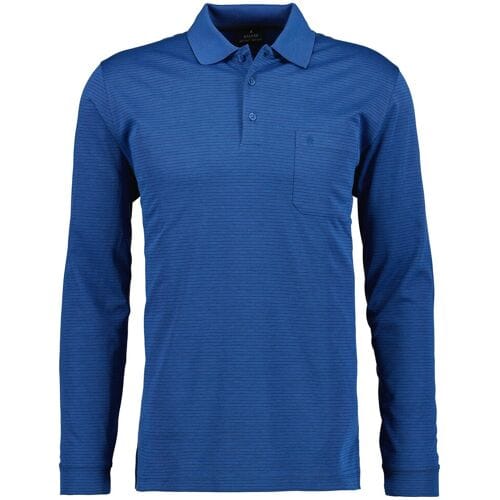 Ragman Softknit Polo Fineline Donker Blauw Melange / male