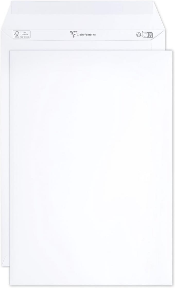 Doos 250 Extra Witte C4 Enveloppen (229x324 mm) Zelfklevend 120g/m²