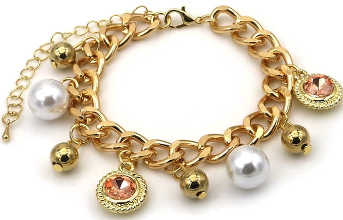 Armband Met Bedels- goudkleurig - verstelbaar 16-21 cm - dames