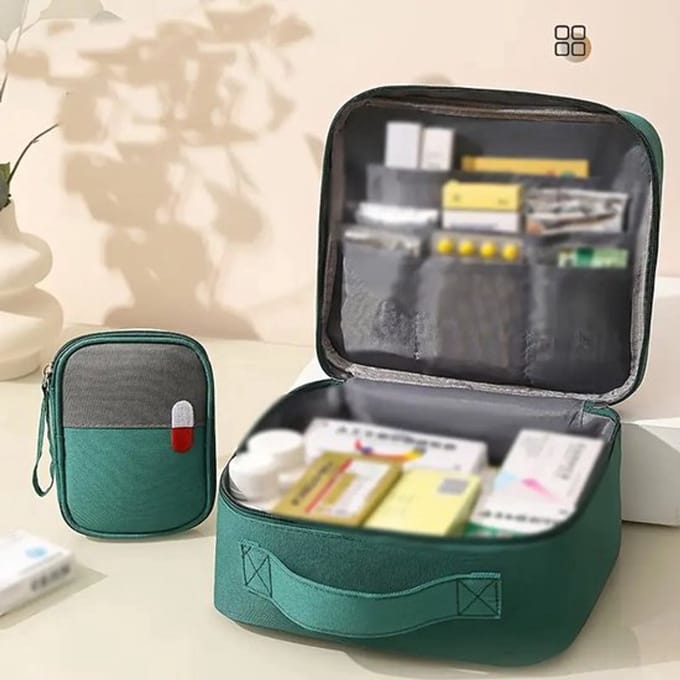 Pillentas set - 2 stuks - Groen - Medicijnen tas