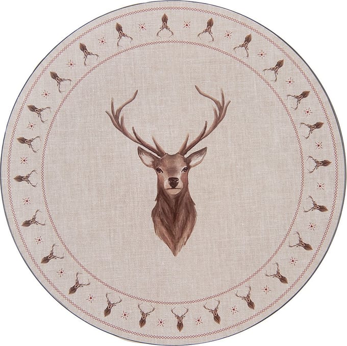 Clayre & Eef Onderbord Ø 33 cm Beige Bruin Kunststof Hert