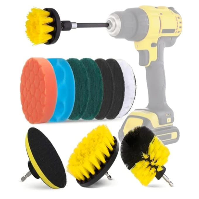 Ensemble de nettoyage de brosse de forage multifonctionnel de 12 pièces avec remplacement de tampon à récurer de brosse à récurer pour multicolore
