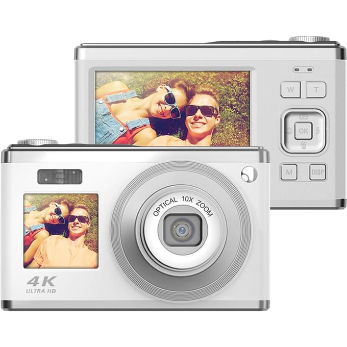 Andoer 2,88-inch draagbare digitale camera Compactcamera 60MP 4K Ultra HD 16X Zoom Autofocus wit