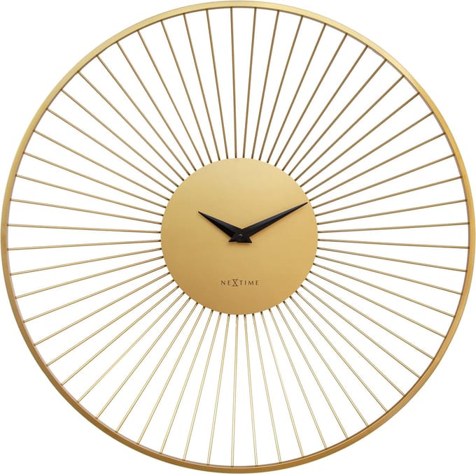 Grote Wandklok 80cm - Stil - Goud - Metaal - NeXtime 'Vasco Round'