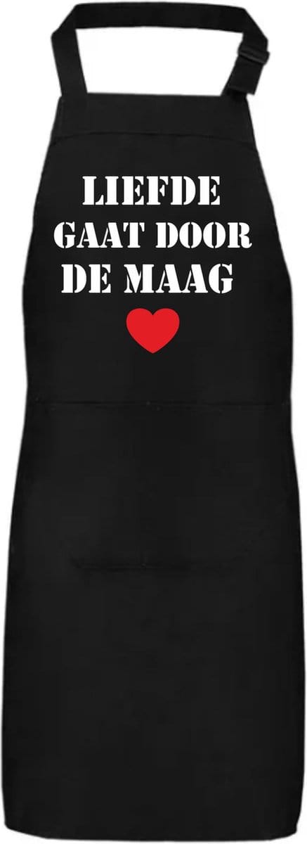 Schort Liefde gaat door de maag | Moederdag | Moederdag cadeautje | Zwart