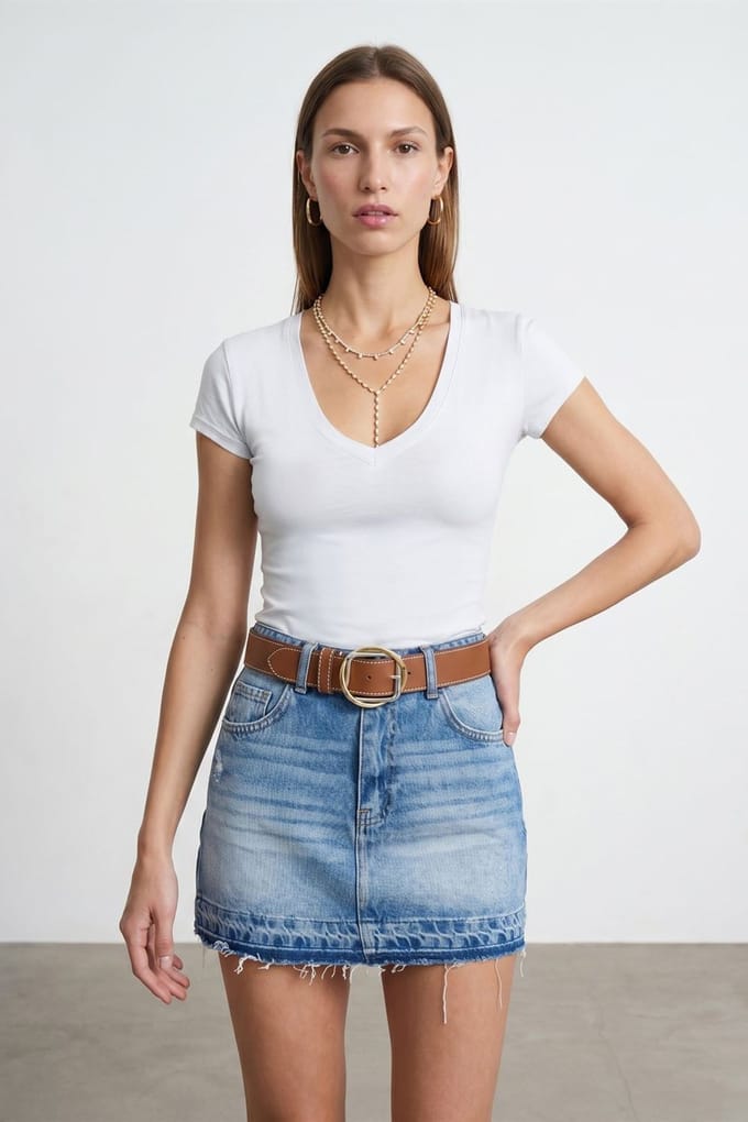 Slim Fit V-hals Jersey Blouse