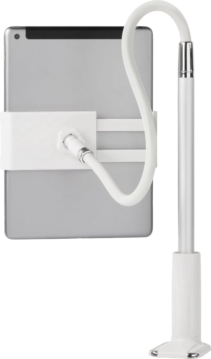 DELTACO ARM-277 Standaard voor smartphones tablets - Universeel - Met bureauklem - Vaste en flexibele arm - Wit