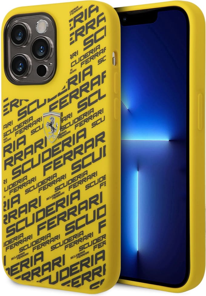 Ferrari Back cover - iPhone 14 Pro Max - Yellow - Sportief Design met Scuderia Logo