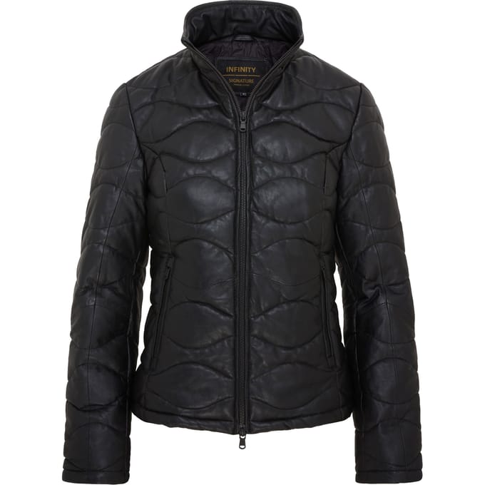 Dames Zwarte Puffer Quilted Bomber Leren Jas - Hamar