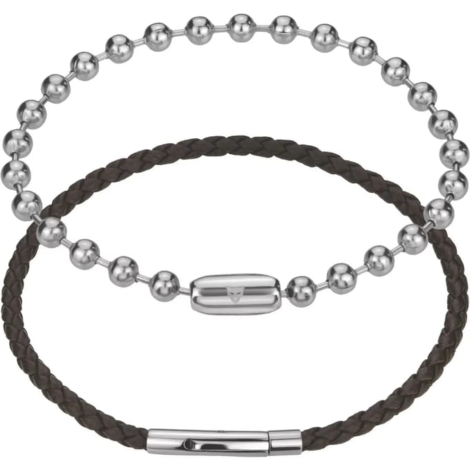 Echte leren/roestvrijstalen armband Marc Lauder