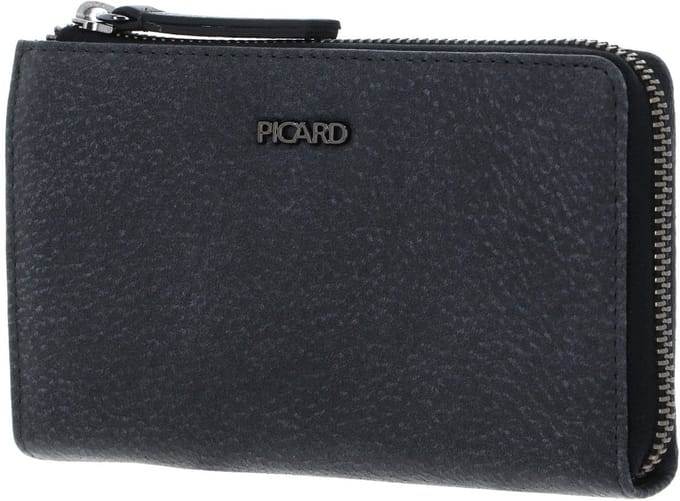 PICARD Leren portemonnee Lesotho 1 Zip Wallet Black donkergrijs