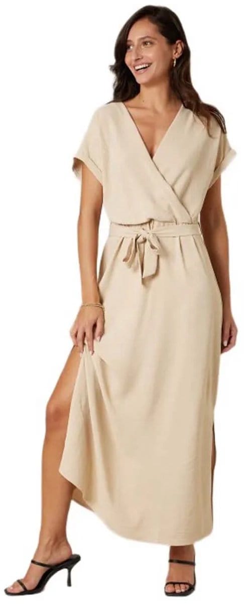 Deeluxe Teyssa Jurk Met Korte Mouwen Beige S Vrouw