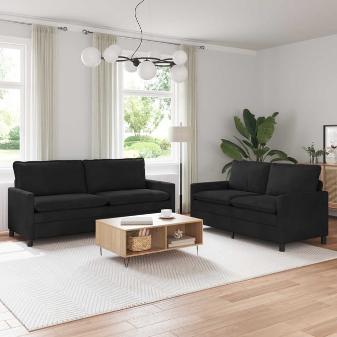 vidaXL - Bankstel - 2 - st - Zwart - Fluweel