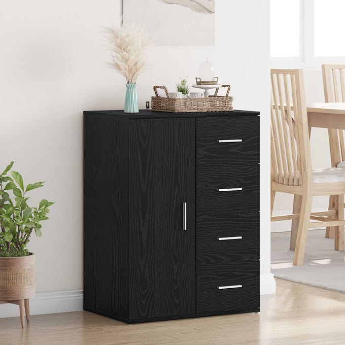 vidaXL Dressoir Zwart Eiken 59 x 39 x 80 cm Bewerkt hout