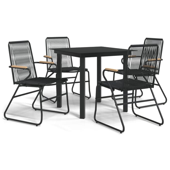 vidaXL - 5-delige - Tuinset - PVC-rattan - zwart