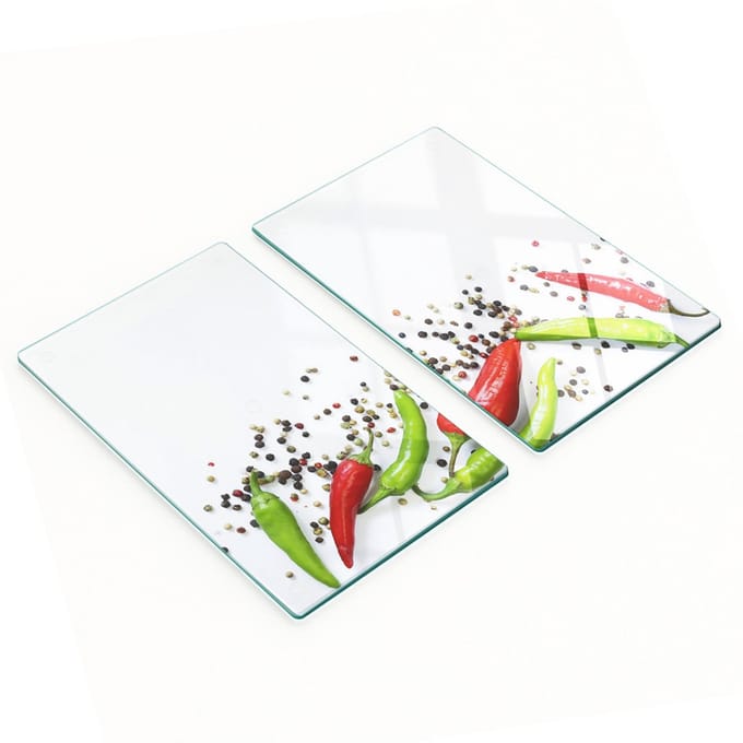 Glazen snijplanken met chilipepermotief, 2x30x52 cm