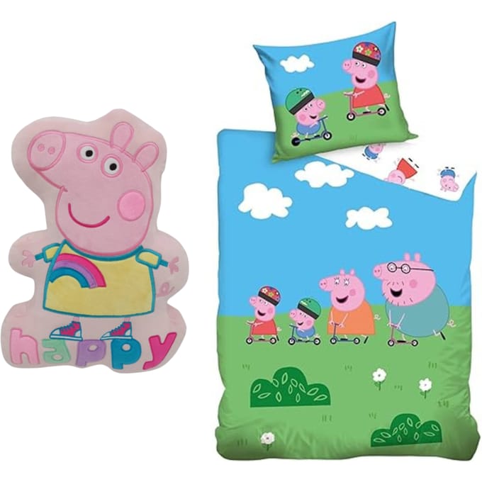 Peppa Pig slaapkamerset; dekbedovertrek en kussen