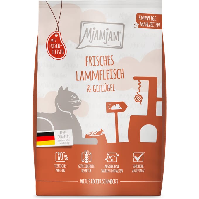 1,5kg MjAMjAM Knapperige Maaltijden Lam & Gevogelte Kattenvoer droog