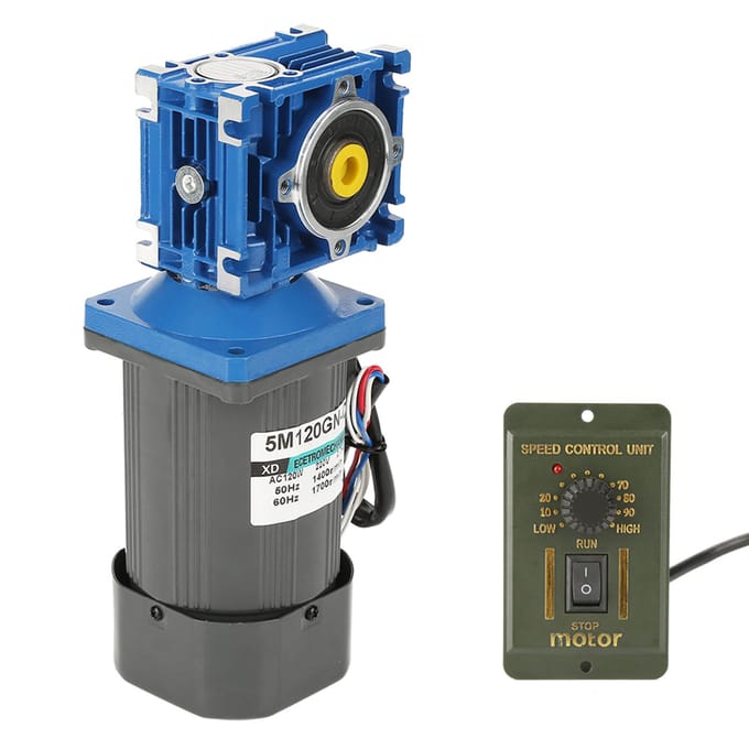 AC220V 120W Zelfvergrendelende Worm Snelheidsregelbaar CWCCW Tandwielmotor met Regelaar (25K)