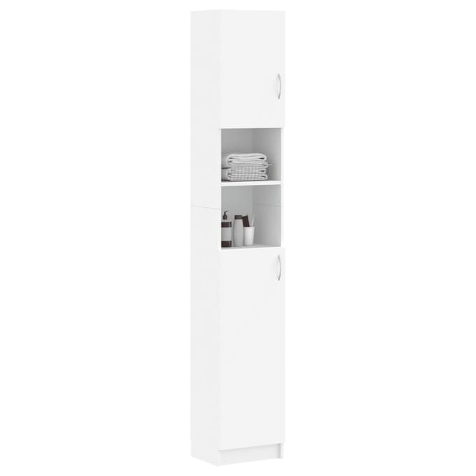 vidaXL - Badkamerkast - 32x25,5x190 - cm - bewerkt - hout - wit