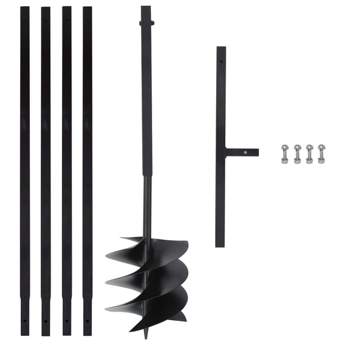 vidaXL - Grondboor - met - handvat - 250 - mm - met - verlengbuis - 4 - m - staal